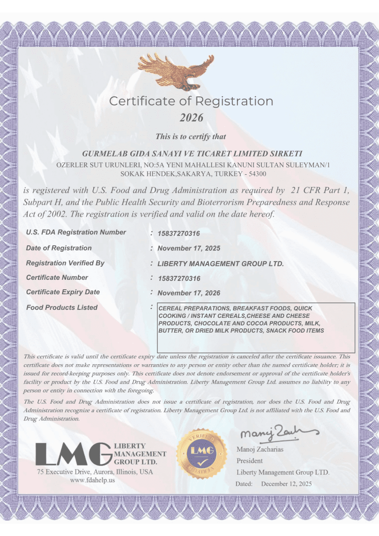 U.S. FDA Certificate of Registration