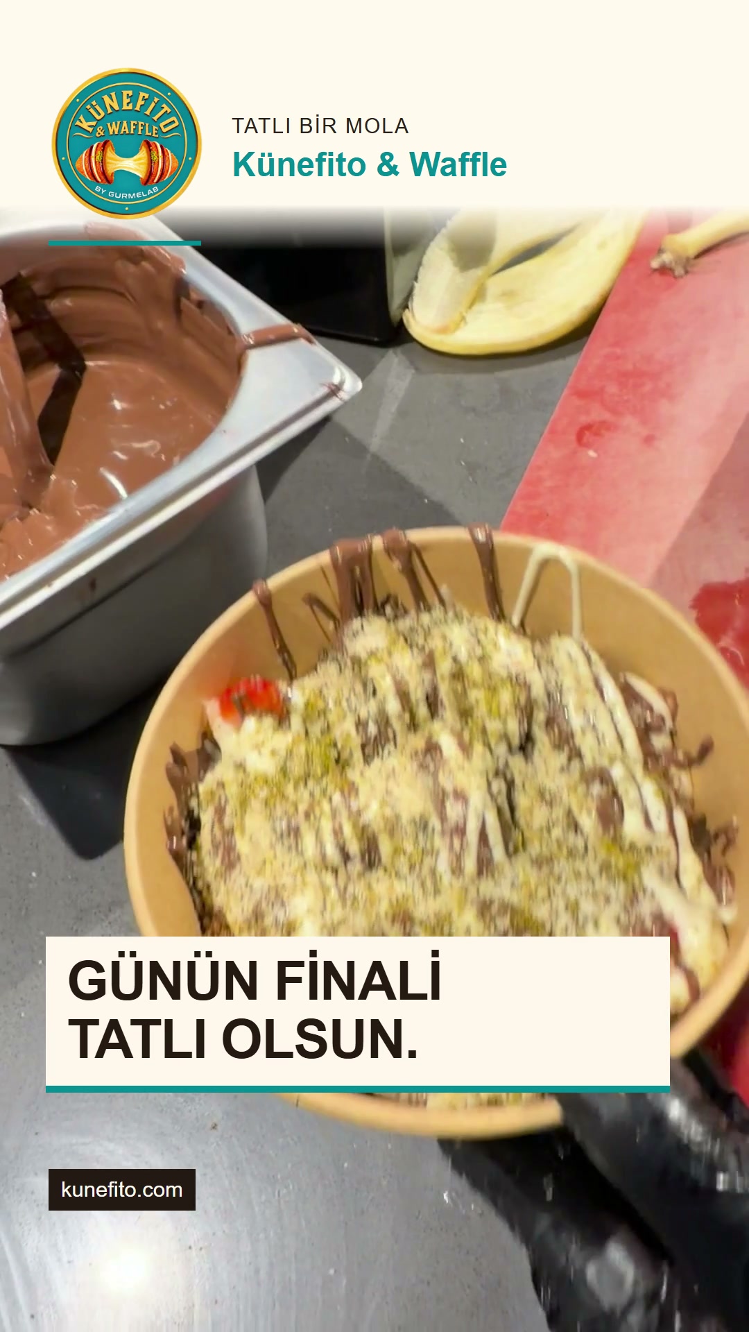 Künefito ile tatlı finali: waffle ve sunum detayları
